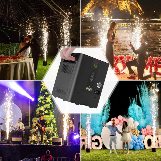 4pcs Battery Operated Mini Cold Spark Machine Stage Effect Fountain Fireworks Machine with  IR Remote Control