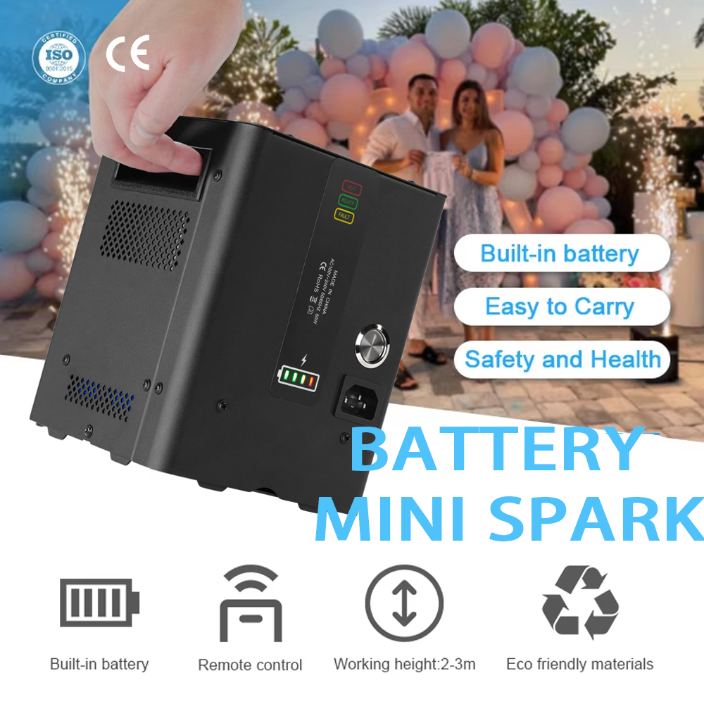 4pcs Battery Operated Mini Cold Spark Machine Stage Effect Fountain Fireworks Machine with 2.4G Wireles Remote Control