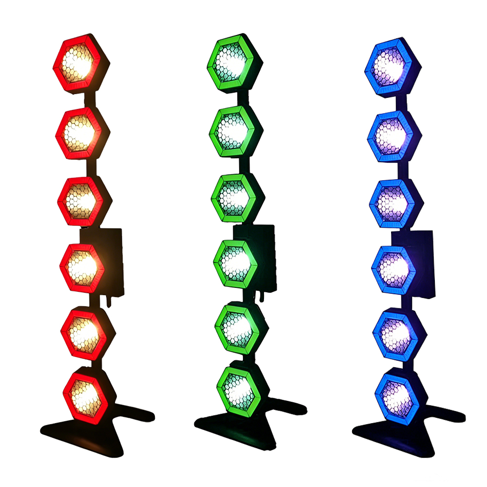 2pcs Retro6 Pro RGB LED Matrix Retro Light Hexagonal Flash Blinder Stage Light for Concert Club Event Lighting