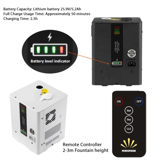 4pcs Battery Operated Mini Cold Spark Machine Stage Effect Fountain Fireworks Machine with  IR Remote Control