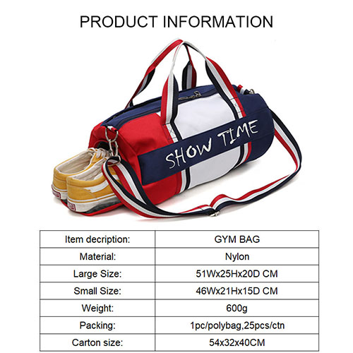 Barrel Duffel Travel Bag with shoe bag