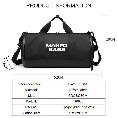 Barrel Duffel Travel Bag with shoe bag & ball bag