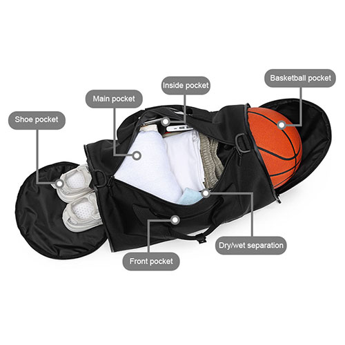 Barrel Duffel Travel Bag with shoe bag & ball bag