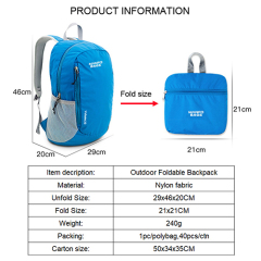 Foldable promotion backpack