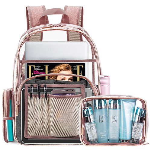 Transparent backpack with pouch