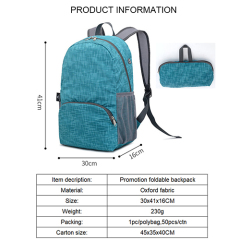 Foldable promotion backpack