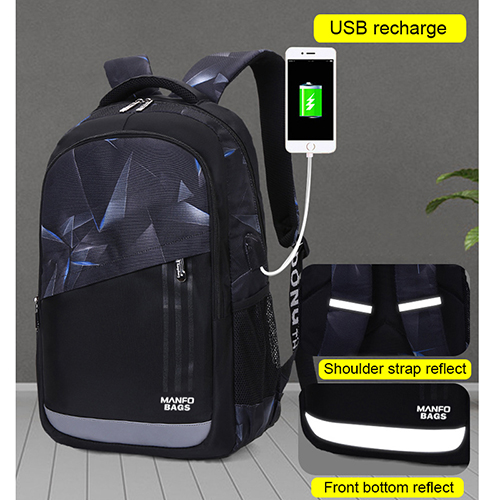 Fashion multicolor backpack with USB recharge