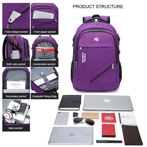 Daily backpack with USB recharge
