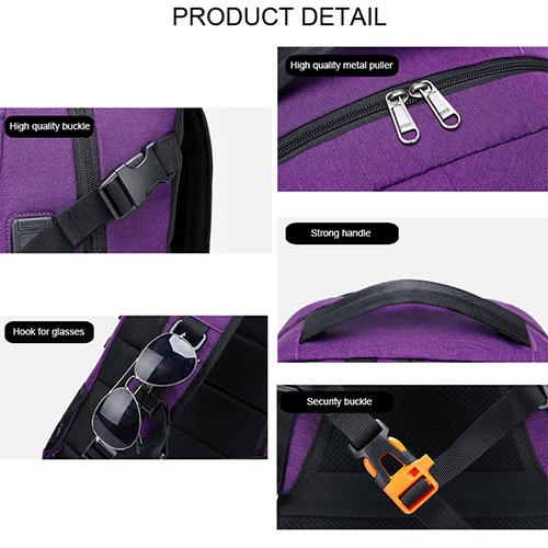 Daily backpack with USB recharge