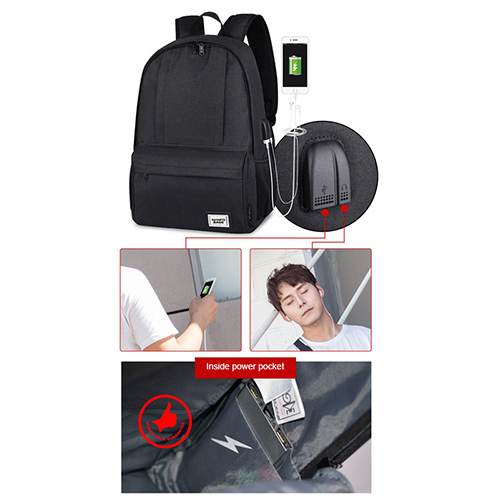 Daily backpack with USB recharge