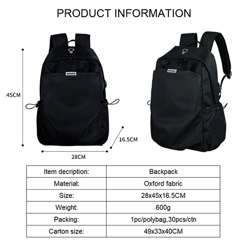 Daily backpack with USB recharge & headphone hole