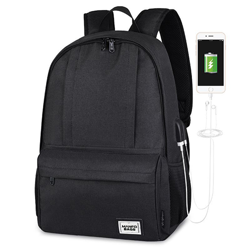 Daily backpack with USB recharge