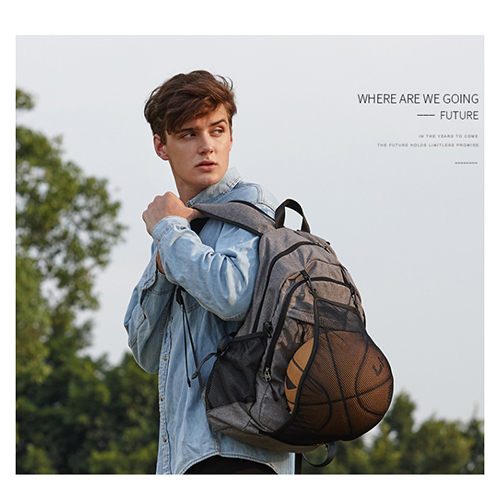 Daily backpack with basketball net pocket