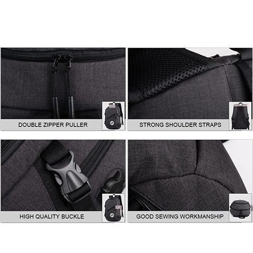 Daily backpack with USB recharge