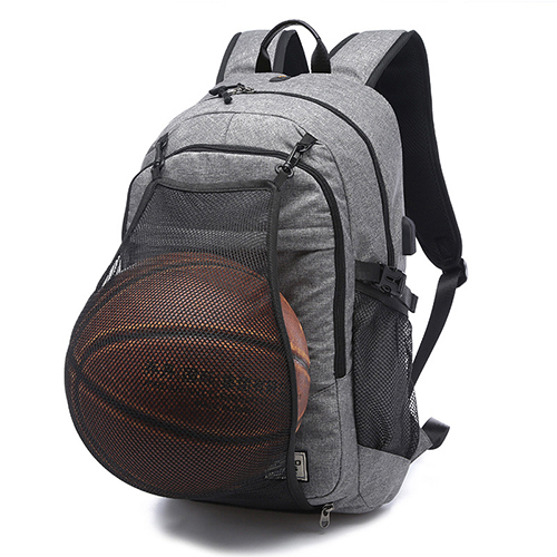 Daily backpack with basketball net pocket