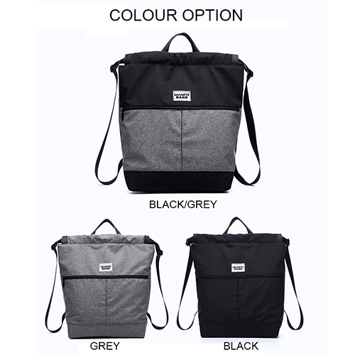 Sport backpack with drawstring opening