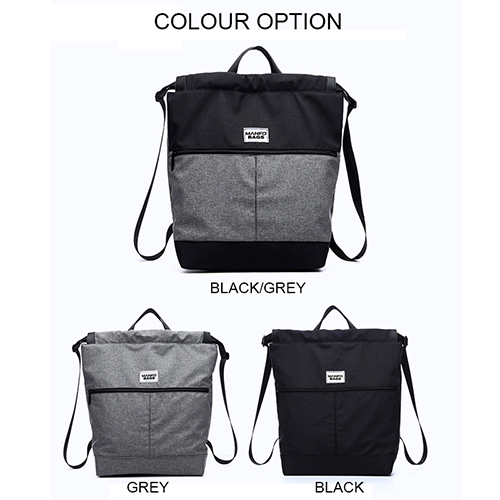 Sport backpack with drawstring opening