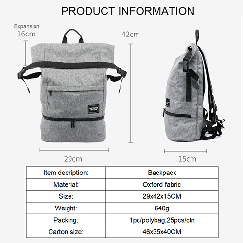 Daily backpack with expansion function