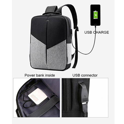 Daily backpack with USB recharge