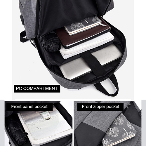 Daily backpack with USB recharge