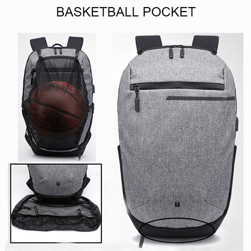 Daily backpack with basketball net pocket