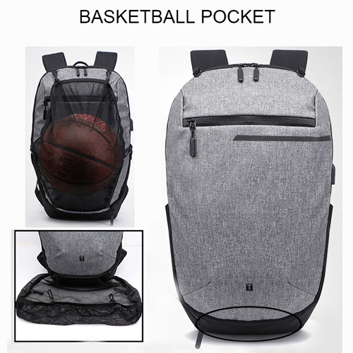 Daily backpack with basketball net pocket