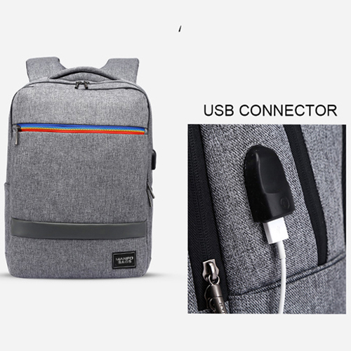 Daily backpack with USB recharge