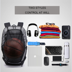 Daily backpack with basketball net pocket