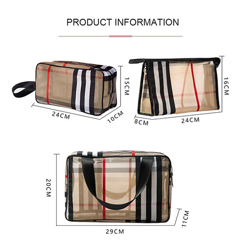 Waterproof cosmetic bag with three-piece suit