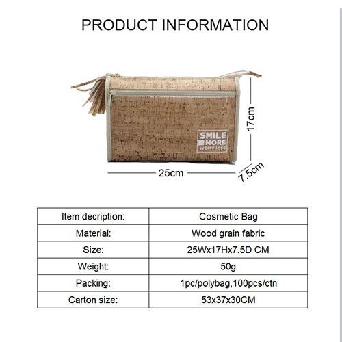 Cosmetic bag with wood grain pattern