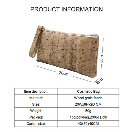 Cosmetic bag with wood grain pattern