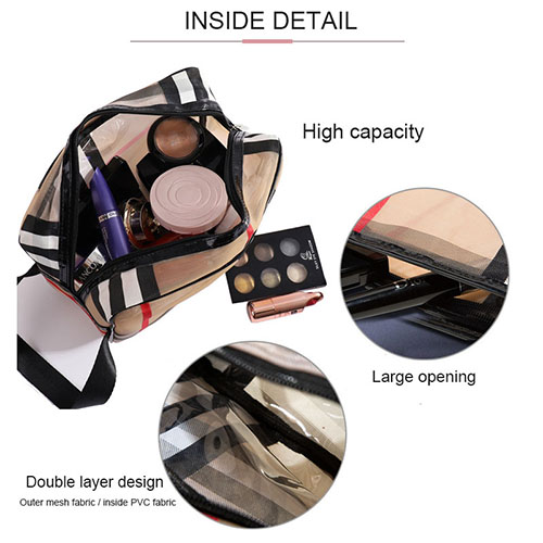 Waterproof cosmetic bag with three-piece suit