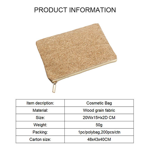 Cosmetic bag with wood grain pattern