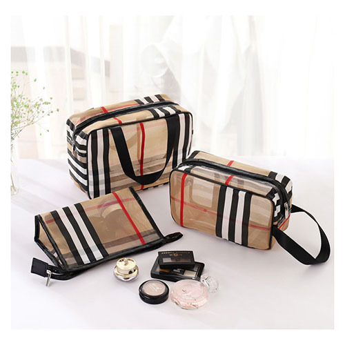 Waterproof cosmetic bag with three-piece suit