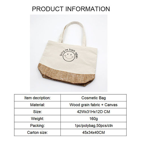 Tote bag with wood grain pattern