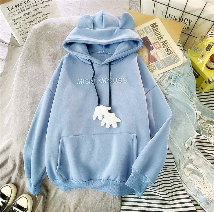 Female Sweatshirt Kawaii Hoodies Cartoon Bear Ears Hoodie Pullover