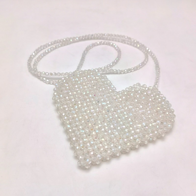 Handmade Heart Shape Beads Pochette Bag