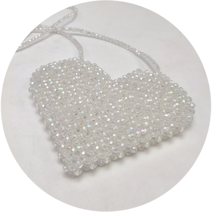 Handmade Heart Shape Beads Pochette Bag