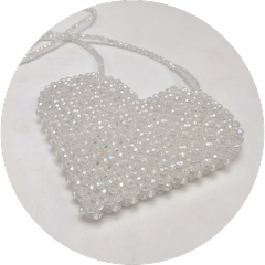 Handmade Heart Shape Beads Pochette Bag