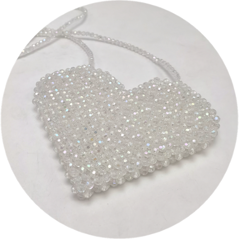 Handmade Heart Shape Beads Pochette Bag