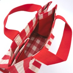 Stripe Canvas Tote Shopping Bag in Red Check