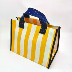 Yellow Stripe Canvas Tote Beach Bag