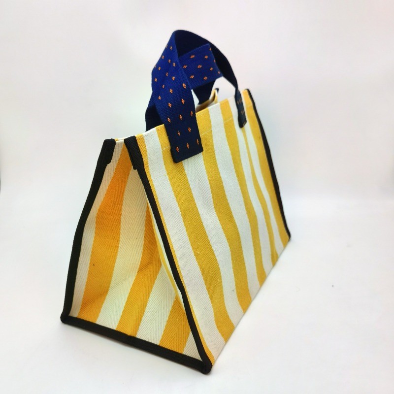 Yellow Stripe Canvas Tote Beach Bag