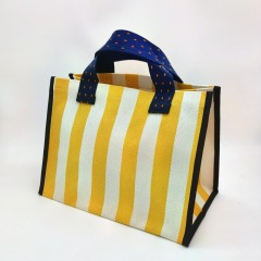 Yellow Stripe Canvas Tote Beach Bag