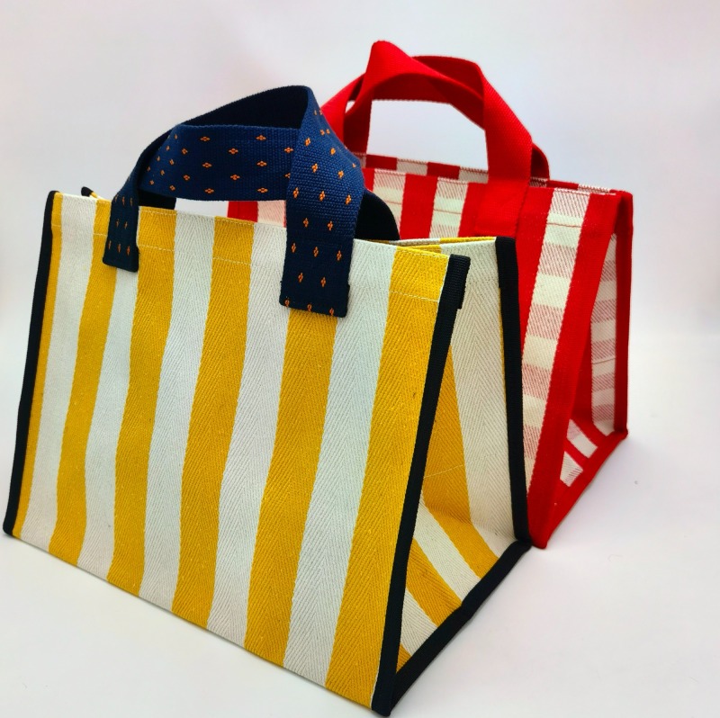 Yellow Stripe Canvas Tote Beach Bag