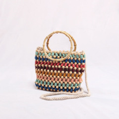 Stylish Handmade Colorful Wood Beads Shoulder Bag
