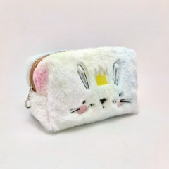 Colorful Warm Fluffy Furry Bunny Makeup Bag