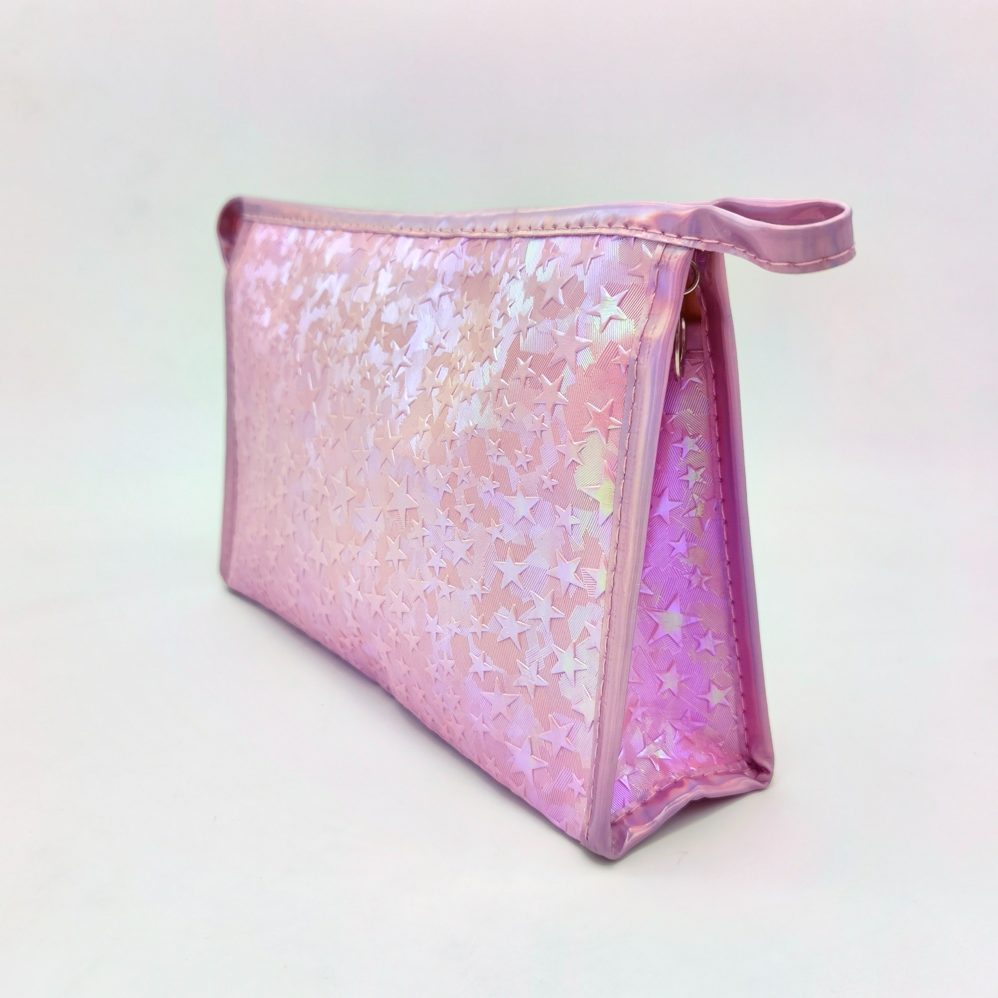 Girls Fashionable Pink Embossed Stars PVC Makeup Organizer