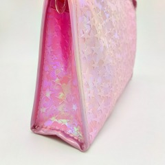 Girls Fashionable Pink Embossed Stars PVC Makeup Organizer