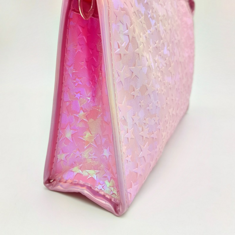 Girls Fashionable Pink Embossed Stars PVC Makeup Organizer